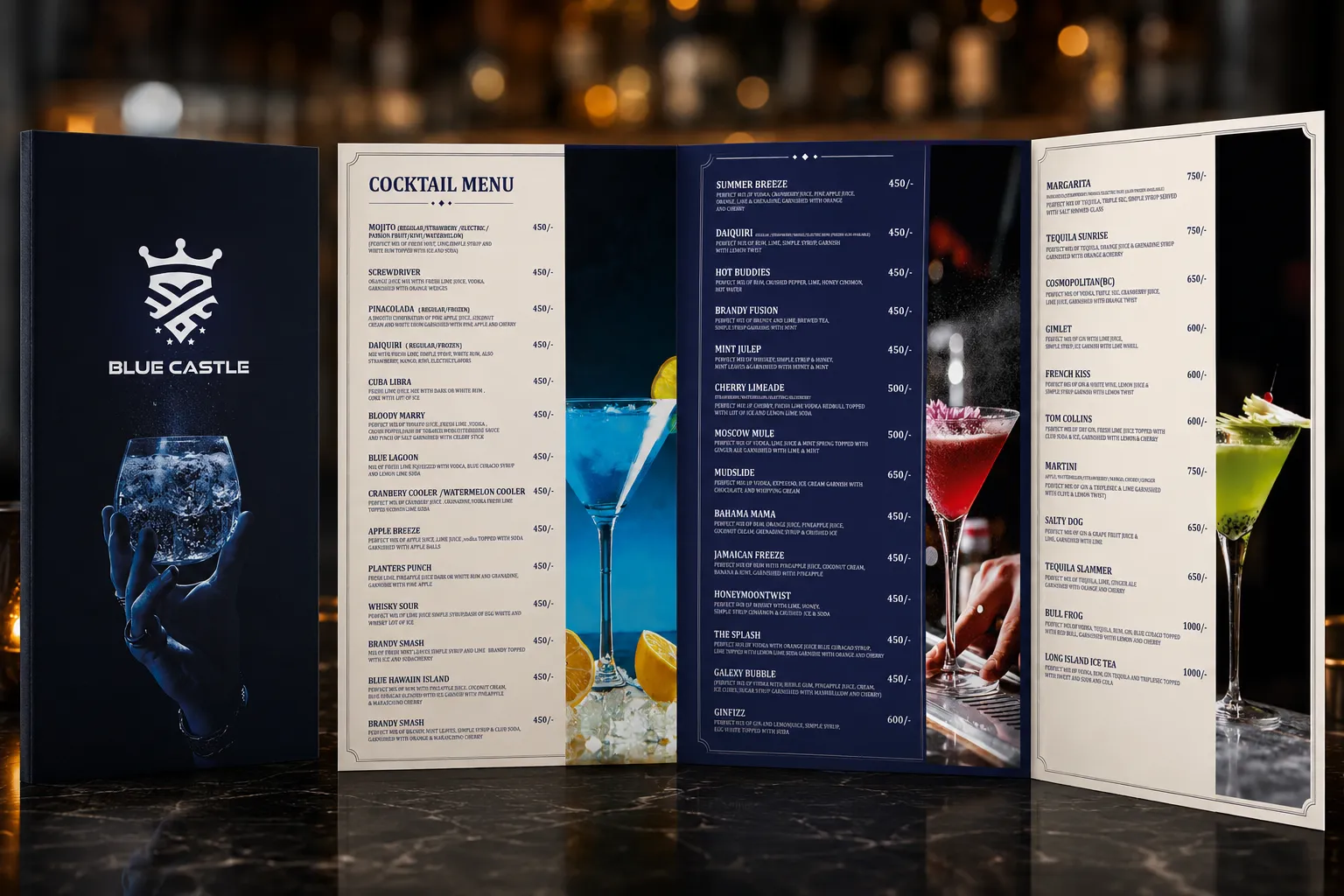 Blue Castle Cocktail Menu