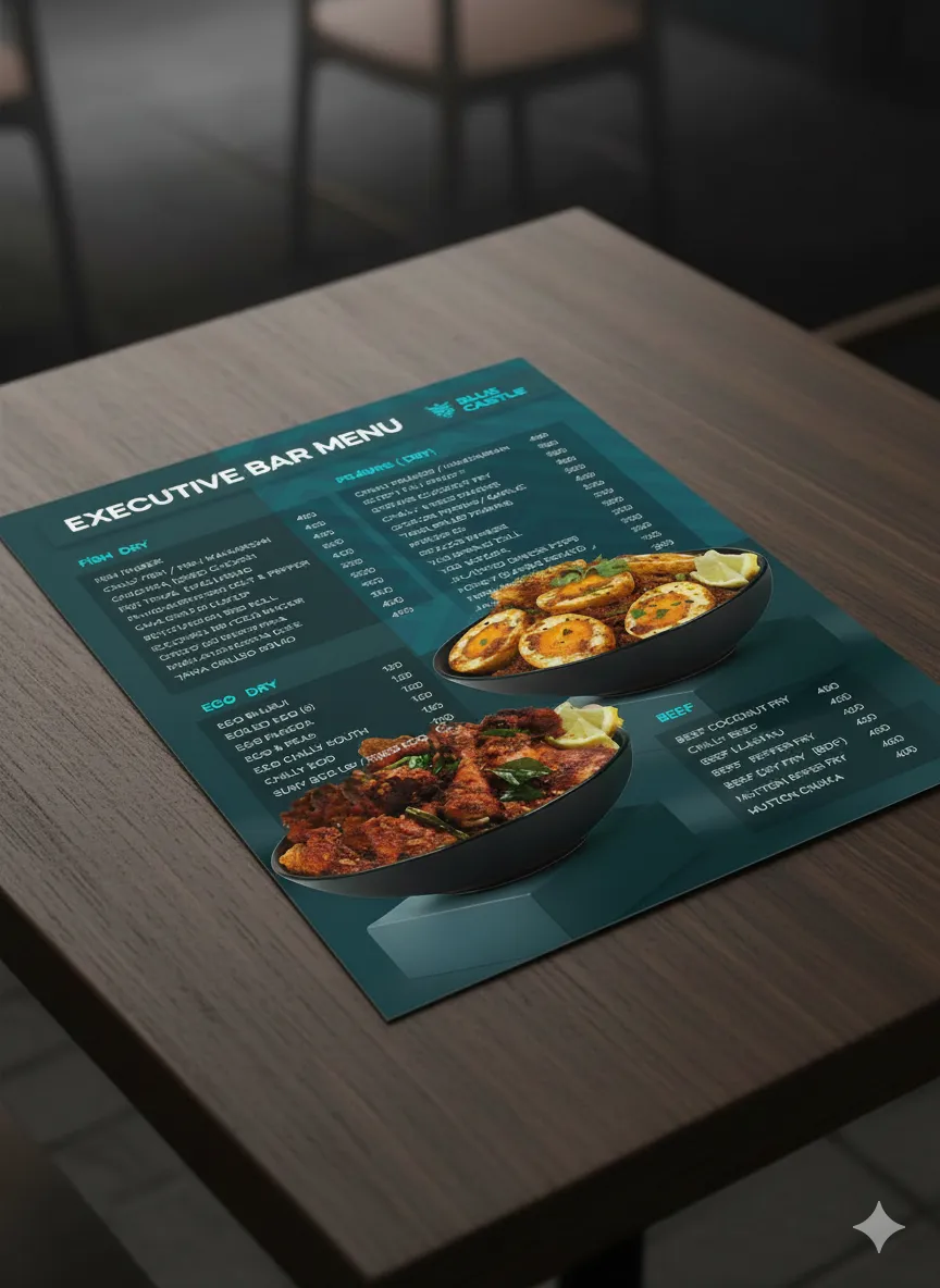Blue Castle Executive Bar Menu