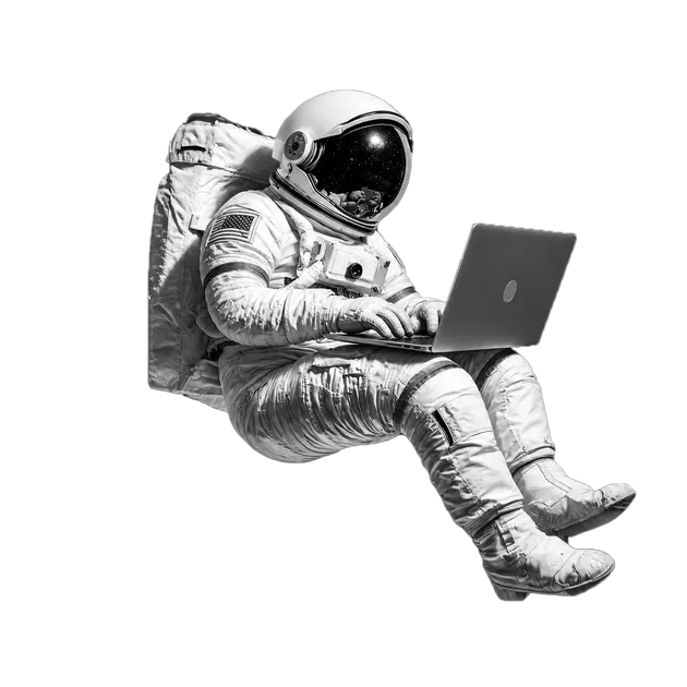 Astronaut working on a laptop